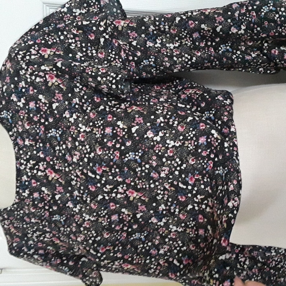 Forever 21 ditzy floral ruffle sleeve elastic waist boho top sz M pretty blouse - Picture 2 of 14